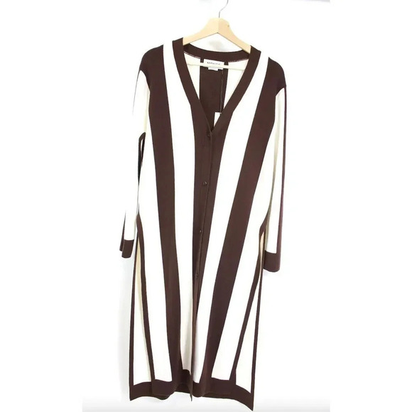 Monse Long Striped Wool Long Sleeves Cardigan Side Slits - Picture 2 of 9